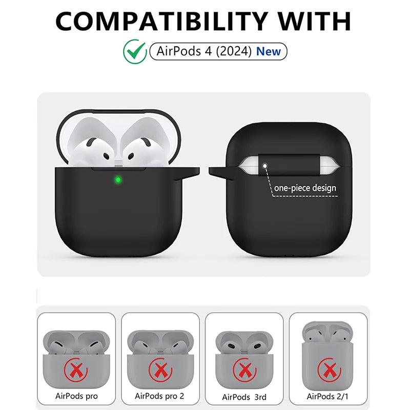 Silicone Earphone Case for Apple Airpods 4 Case Wireless Headphones Earbuds Case with Hook