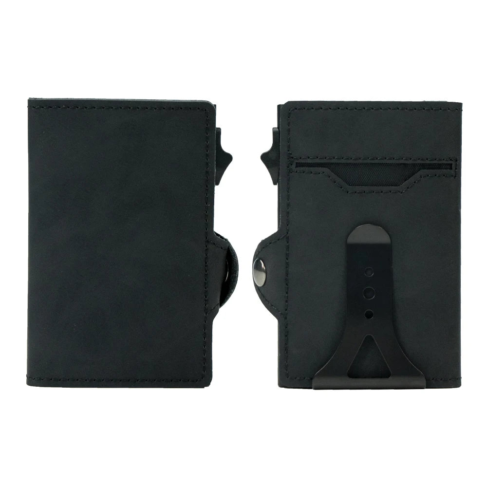 Men Business Card Holder Carbon Fiber Leather Automatic Small Purse RFID Popup Credit Wallet Cardholder Portafoglio Uomo