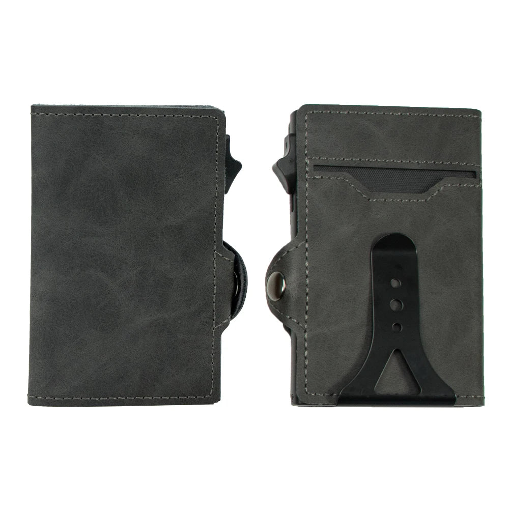 Men Business Card Holder Carbon Fiber Leather Automatic Small Purse RFID Popup Credit Wallet Cardholder Portafoglio Uomo