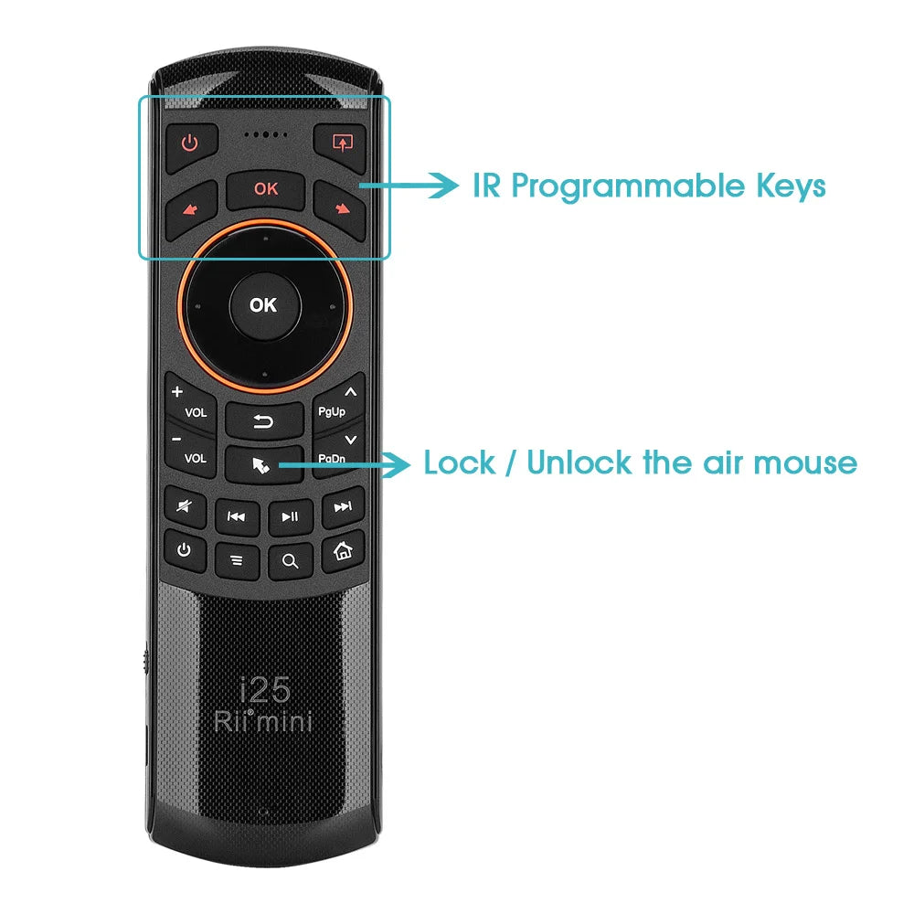 I25 2.4G Mini Wirless Air Mouse Keyboard with IR Remote Control PC Teclado for Tablet Smart Android TV Box