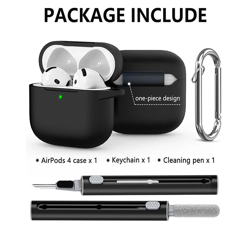 Silicone Earphone Case for Apple Airpods 4 Case Wireless Headphones Earbuds Case with Hook